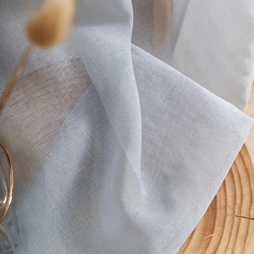 Image of MYSTIC-HOME Sheer Curtains Taupe 95 inch Long, Window Treatments Rod Pocket Drapes for Living Room, Bedroom, Semi Crinkle Voile Curtain Panels for Yard, Patio, Villa, Parlor, Set of 2, 52 inchWx95 inchL