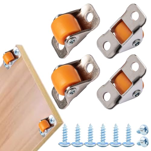 Ruedas para Muebles Rueditas para Electrodomésticos Pequeños de Goma Mini Ruedas Fijas con Placa de Acero para Electrodomésticos,Muebles,Caja de Almacenamiento,4 Piezas,Naranja