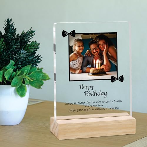 Image of Giftplease Personalized Happy Bithday Photo Plaque with Photo | Custom Friendship Gift with Wooden Stand | Best Friend Birthday Keepsake for Him or Her CS 05