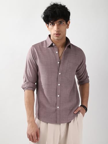 Image of Urbano Fashion Men's Linen Blend Full Sleeve Relaxed Fit Casual Solid Shirt