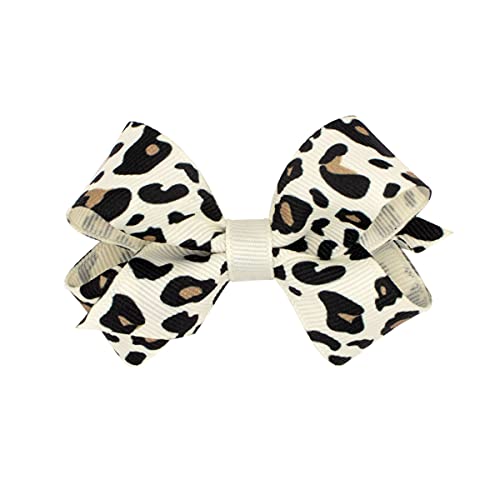 Wee Ones Mini Leopard Print Grosgrain Bow