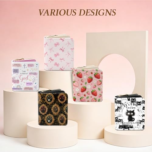 Image of Pink Bow Wallet for Women, PU Leather Accordion Wallet, Zipper Coin Purse | Women's Cute Pink Bow Accordion Wallet, Credit Card Holder with 1 ID Window 14 Card Slots, Gift for Wife Daughter Ladies