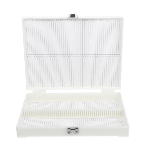 SOLUSTRE 100 Place Microscope Slide Box, Plastic Microscope Slide Box with Latch Lock, Holds up to 100 Slides