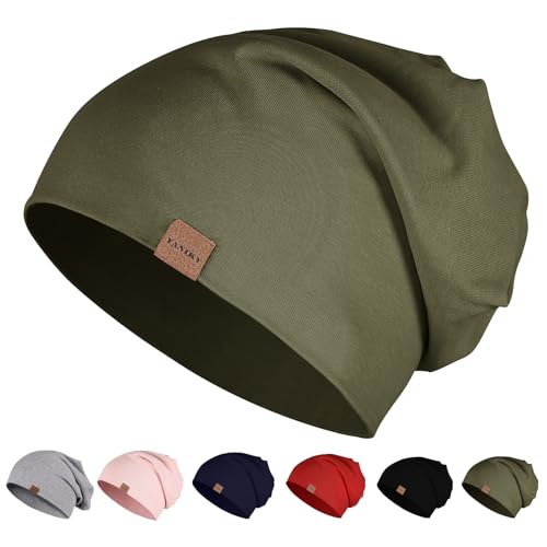 YANIKY Mütze Herren Damen, Slouch Beanie Mütze Baumwolle, Dünne Leichte Chemo Mütze, Winddicht Jersey Weich Longbeanie für Alle Jahreszeiten