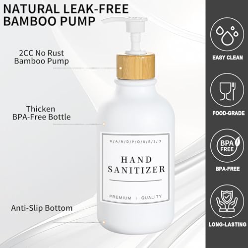 White Plastic Soap Dispenser, 6 Pack 16.9 fl oz Refillable Shampoo and Conditioner Bottles with Bamboo Pump for Bathroom and Kitchen, Reusable Soap Lotion Bottles3