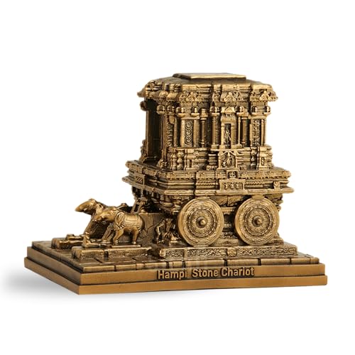 Image of SILAII Hampi Stone Chariot Sculpture - 9 Inch Length Decorative Showpiece | Traditional Indian Temple Art Statue for Home & Office Decor