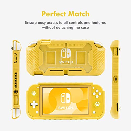 Image of TMG Rugged Protective Case for Nintendo Switch Lite | Shockproof Grip Cover with Soft TPU & Hard Shell | Anti-Slip Design with Game Card Storage | Compatible with Switch Lite Console (Yellow)