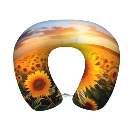 Almohada de viaje con diseño de girasoles, talla única miniatura 1