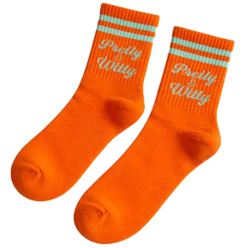 Showgirl Era Decorative Socks Teal and Orange Mid Ankle Fun Music Lover Design One Size Fits Most Gift for her (Pretty & Witty)