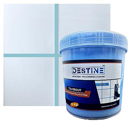 Image of DESTINE Tile Grout (16 COLOURS) (ALL PACKS: 100 Gm, 400 Gm, 800 Gm, 1 Kg, 3 Kg, 5 Kg), Waterproof, Cement Based Tile Joint Filler, Crack Filler, Tiles Gap Filler, Tile Grout (5 Kg, Sky Blue)