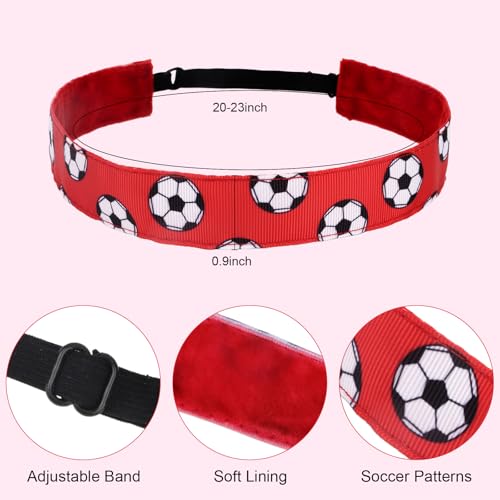 4Pcs Soccer Headbands Sport Headband for Boys and Girls Elastic Head Band Adjustable Football Hair Band Stretch Elastic Athletic Head Band Pack2