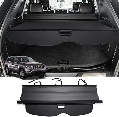 Powerty Compatible with Cargo Cover Jeep Grand Cherokee 2011-2019 2020 2021 Retractable Trunk Shielding Shade Cargo Luggage Cover No Gap (Not Fit 2021 Grand Cherokee L or 2022 Grand Cherokee)