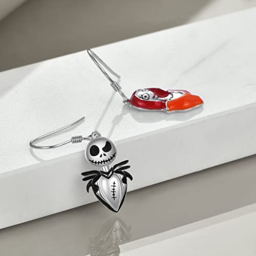 LILALO Jack Skellington And Sally Earrings Sterling Silver Skull Earrings Nightmare Earrings2