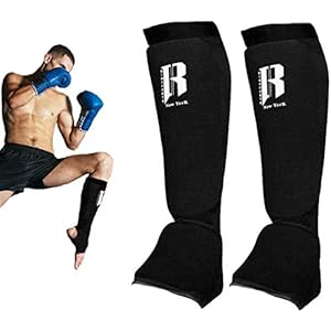 RIMSports Muay Thai Shin Guards Kickboxing Premium MMA Shin Guards and Shin Pads Ideal Shin Guard for MMA, Wrestling, Sparring, Muay Thai, Kickboxing & Karate (Black, S/M)