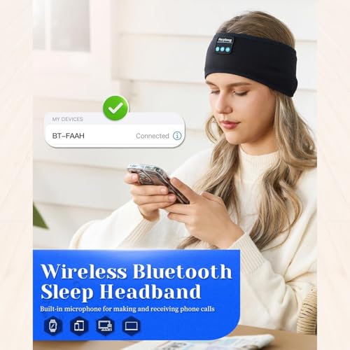 Image of BWOGUE Sleep Headphones Wireless, Bluetooth Sports Headband Headphones with Ultra-Thin HD Stereo Speakers Perfect for Sleeping, Workout, Jogging, Yoga, Air Travel, Meditation (Black)