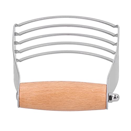 Stainless Steel Pastry Dough Blender, Portable Pastry Cutter Multi-Purpose Dough Blender With Heavy Duty Blades Pastry Cutter Dough Flour Metal Mixer Cutter For Home Baking(Wood Color) #TOP6