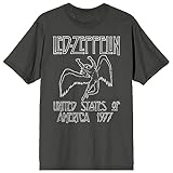 Led Zeppelin Falling Icarus 1977 Crew Neck Short Sleeve Charcoal Men's T-shirt-3XL