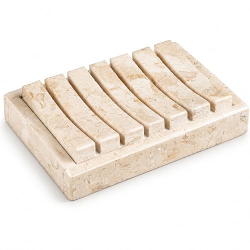 Creative Home Natural Champagne Marble Soap Dish, Beige, 5.2
