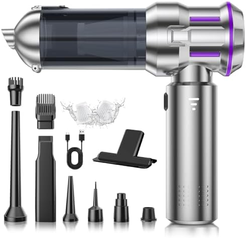 ZINVILOY Handstaubsauger Akku, 25000Pa Handstaubsauger Stark Kabellos | 1-Knopf-Selbstentleerung & 4-in-1 Autostaubsauger mit Bürstenlosem Motor, Mini Staubsauger, Ideal für Tierha