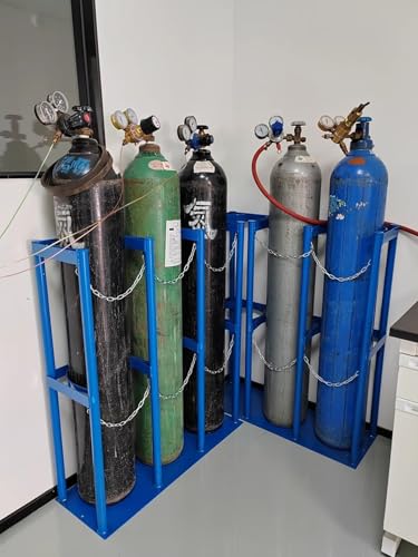 Genérico Soporte para bombonas de Gas de 40 litros de Alta Resistencia, Estante Grande de Acero para Almacenamiento de Botellas de oxígeno con Cadena de Seguridad, Soporte Comercial para Cilindros de