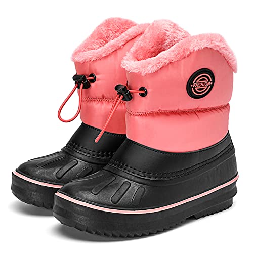Children Shoes Snow Boots Girls Boys Outdoor Boots Waterproof Non Slip Warm Boots Cotton Snow Boots Toddler Shoes 7 Girls (Pink, 9.5-10 Years Big Kids)2