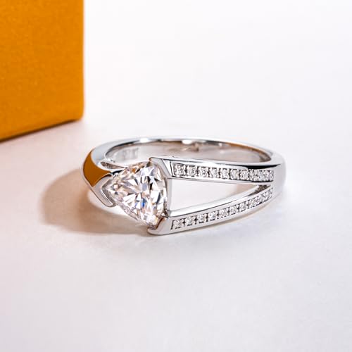 Moissanite Engagement Ring 1CT Center Stone D Color VVS1 Clarity 925 Sterling Silver Vintage Triangle Promise Anniversary Wedding Statement Rings for Women Men with Certificate4