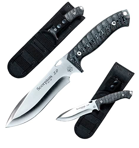 J&V Scorpion – Survival Knife for Camping Bushcraft Field Hunting Fishing Blade 15.5 cm Stainless Steel MOVA-58 Cordura Sheath Made in Spain