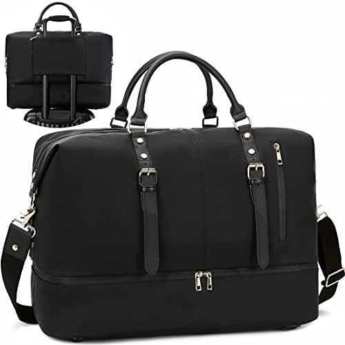 CAMTOP Weekender Bag Women Carry On Bag Travel Duffle Bag Large Overnight Bag for Women (Black)