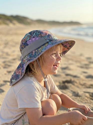 Image of icolor Kids Sun Hat UPF50+ Sun Protection Bucket Hat Toddler Summer Beach Play Hats with Neck Flap for Girl Boy Ages 3~10