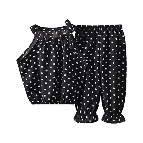 Sweats for Girls Toddler Kids Baby Girl Black White Dots Prints Pullover Sleeveles Casual Baby Clothes with Headbands