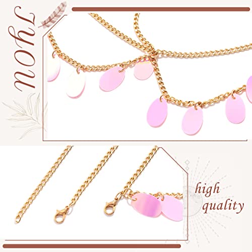 IYOU Boho Women Head Chain Gold Sequin Tassel Headpiece Layered Carnival Halloween Hair Pieces Accessories for Costumes Wedding Cosplay - Image 4