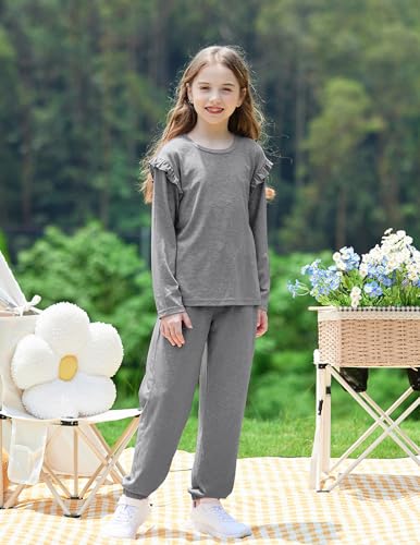 Yekaty Kids Girls Clothes Stylish Ruffled Tops and Pants with Pockets Clothing Sets 2 Piece Outfits2