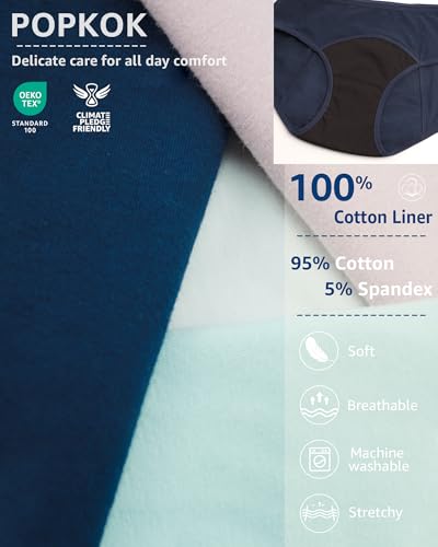 POPKOK Teen Girls Period Underwear Cotton Brief Panties 4 pack4