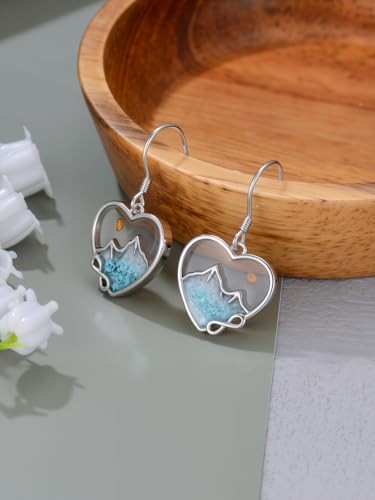 Dorunmo Mountain Earrings 925 Sterling Silver Mustard Seed Drop Earrings Turquoise Mountain Dangle Christian Faith Jewelry Gifts for Women2