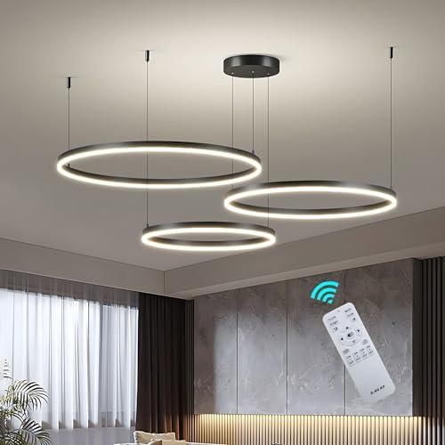 Suspension LED Moderne, Anneaux Suspension Réglable Lustre de Pla...