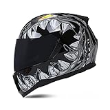 ruyiczb casco moto integrale omologato dot/ece, mentoniera reversibile casco pilota modulare con doppia visiera antiappannamento per uomo donna adulto,a2,s