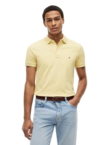Image of Tommy Hilfiger Men's Short Sleeve Polo Shirts in Slim Fit with Stretch and Organic Pique Cotton