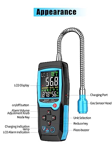 Aicevoos Natural Gas Detector with Gas Concentration Display Locating The Source of Propane, Natural Gas, and Combustible Gas Leak for Home and RV (Rechargeable)
