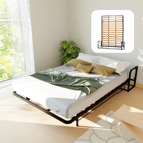 Wallbedking Cama Abatible Clásica Vertical 140x200 - Mecanismo Pistón a Gas, Soporta hasta 350kg, Diseño Ahorro de Espacio, Fácil Ensamblaje, Compatible con Colchones Estándar (hasta 30cm)