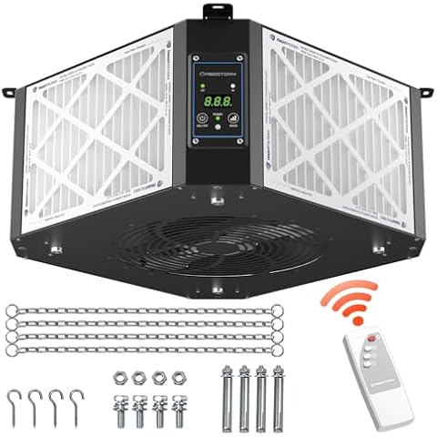 ABESTORM 360 Degree Intake Air Filtration System Woodworking 1350 CFM Hanging Air Filter with Strong Vortex Fan for Wood Workshop, Garage, Shop Dust Collectors, Up to 1700 sq. ft, DecDust 1350 Cover
