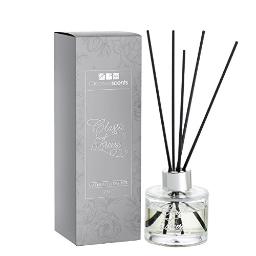Creative Scents Classic Breeze Essential Oil Reed Diffuser Sticks in Gift Box, Aromatherapy-Grade Oils Blend, Natural Scented Diffusing Kit, Non-Toxic Home Spa Fragrance Diffuser Set, 75 ML/2.5 Oz