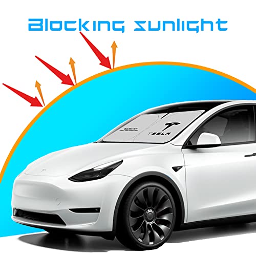 Car-Windshield-Sun-Shade Compatible For-Tesla With A Storage Bag Window Sun Shade Cover Heat Protection Visor,Front-Window-Sunshade-Visor For Tesla Model 3 Model Y 2016-2023 Automotive-Accessories #TOP21
