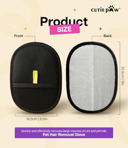 Image of CutiePaw Reusable Pet Hair Remover Glove | Electrostatic Reusable Grooming Brush for Dogs & Cats | Mitt Cleaning Glove| Hair Removal for Couch, Clothes, Car, Carpet, Bed & Furniture (Pack of 2 Gloves)