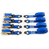 Ratchet Straps - Premium Tie Down Moving Straps with Double J Hooks - 586 lbs Load Cap - 1760 lbs Break Strength - 1 inch x 15 feet - Set of 4