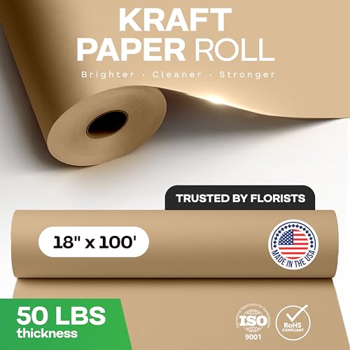 Brown Flower Wrapping Paper, 18" x 1200" (100 feet), 50lb Thick - USA-Made by IDL Packaging - Used condition - Image 4