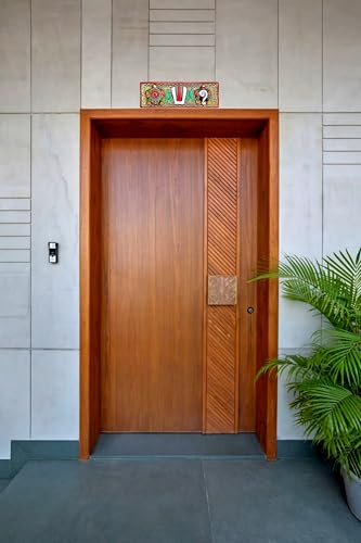 Image of FLAIMYST Shank Chakra Tilak for Door Entrance in Aluminium Metal, Tirupati Door Wall Hanging Shankh Chakra Namah Decorative for Home, Office, Room, Religious House Warming (Gold Plating Multicolor)