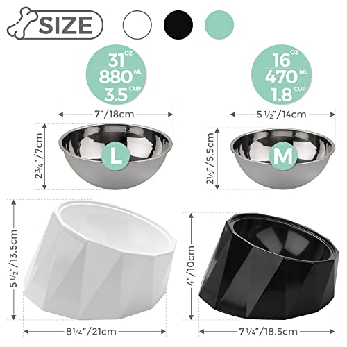 15° Slanted Bowl For Dogs And Cats, Cilkus Stainless Steel Dog Food Dish And Pet Water Bowls, Non-Skid & Non-Spill Feeding Bowl With Detachable Melamine Stand, Food Dog Dish, Easier To Reach Food #TOP1