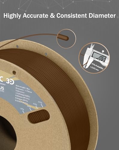 Image of DURAMIC 3D PLA+ Printer Filament 1.75mm PLA Plus Neatly 2Kg Spool(2.2lbs) | PLA Pro Tougher and Stronger, Dimensional Accuracy Probability + /- 0.02mm Brown