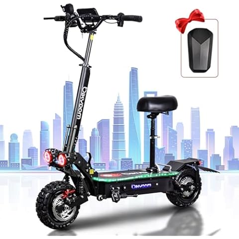 5600W Electric Scooter Adults Up to 45±5MPH Up to 52 Miles Range, Folding 11" Vacuum Tires Off Road Foldable Sport Scooter with Seat Heavy Duty 440LBS E Scooter Cover