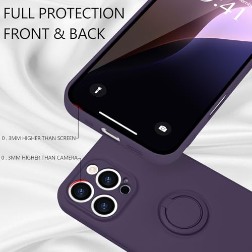 Pepmune Compatible with iPhone 16 Pro Max Case Liquid Silicone with Ring Holder Kickstand Magnetic Car Mount Detachable Wrist Strap Shockproof Soft Protective Cover-Dark Purple - Image 4